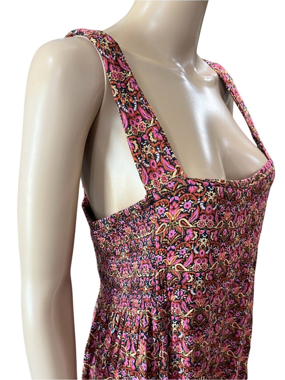 Natural Life Boho Floral Jumpsuit Square Neck Rayon Wide Leg Palazzo Romper M - Picture 6 of 10